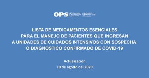 Lista de medicamentos esenciales para el manejo de pacientes que ingresan a unidades de cuidados intensivos con sospecha o diagnóstico confirmado de covid-19